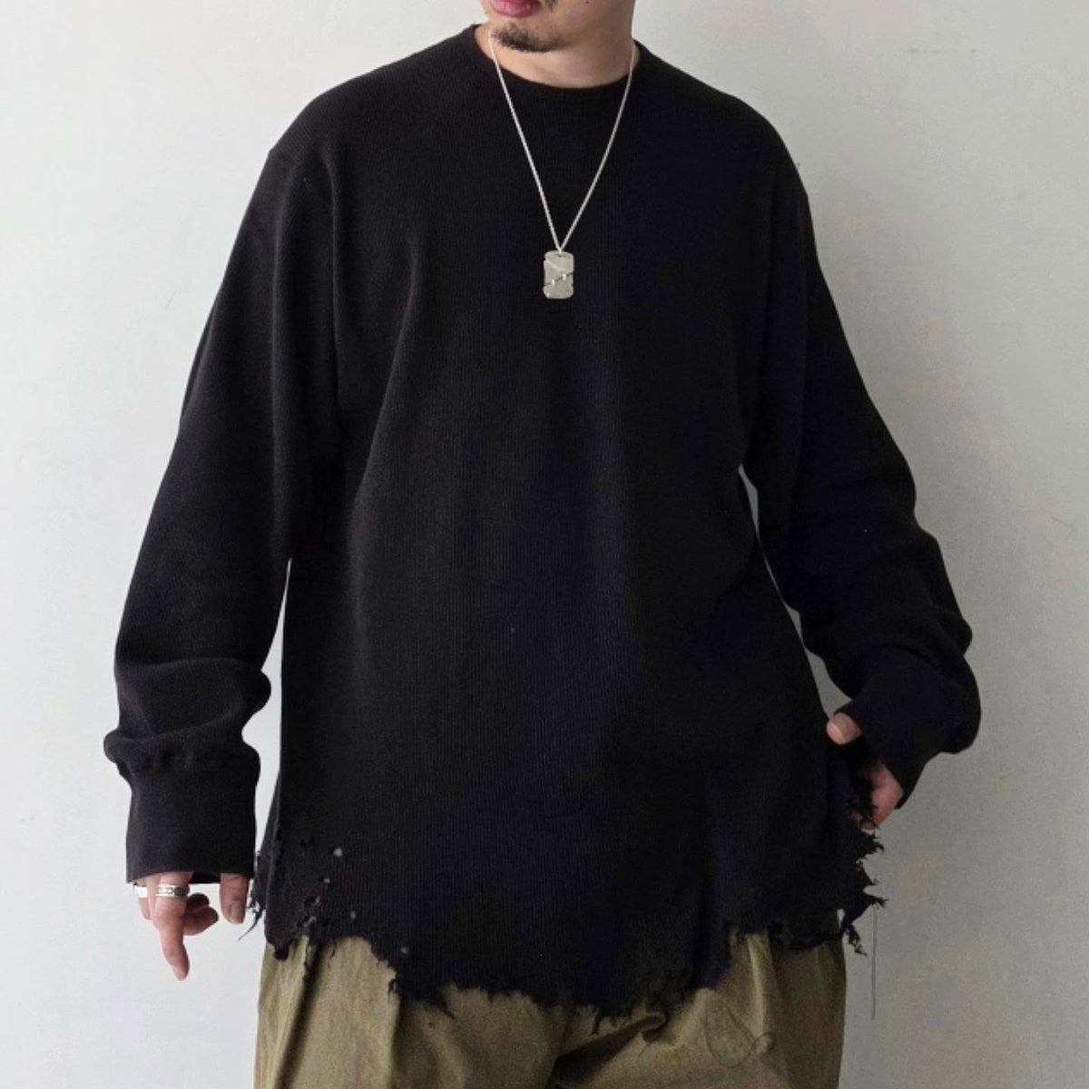 ANCELLM / Damage Waffle Crew LS (D.Brown)