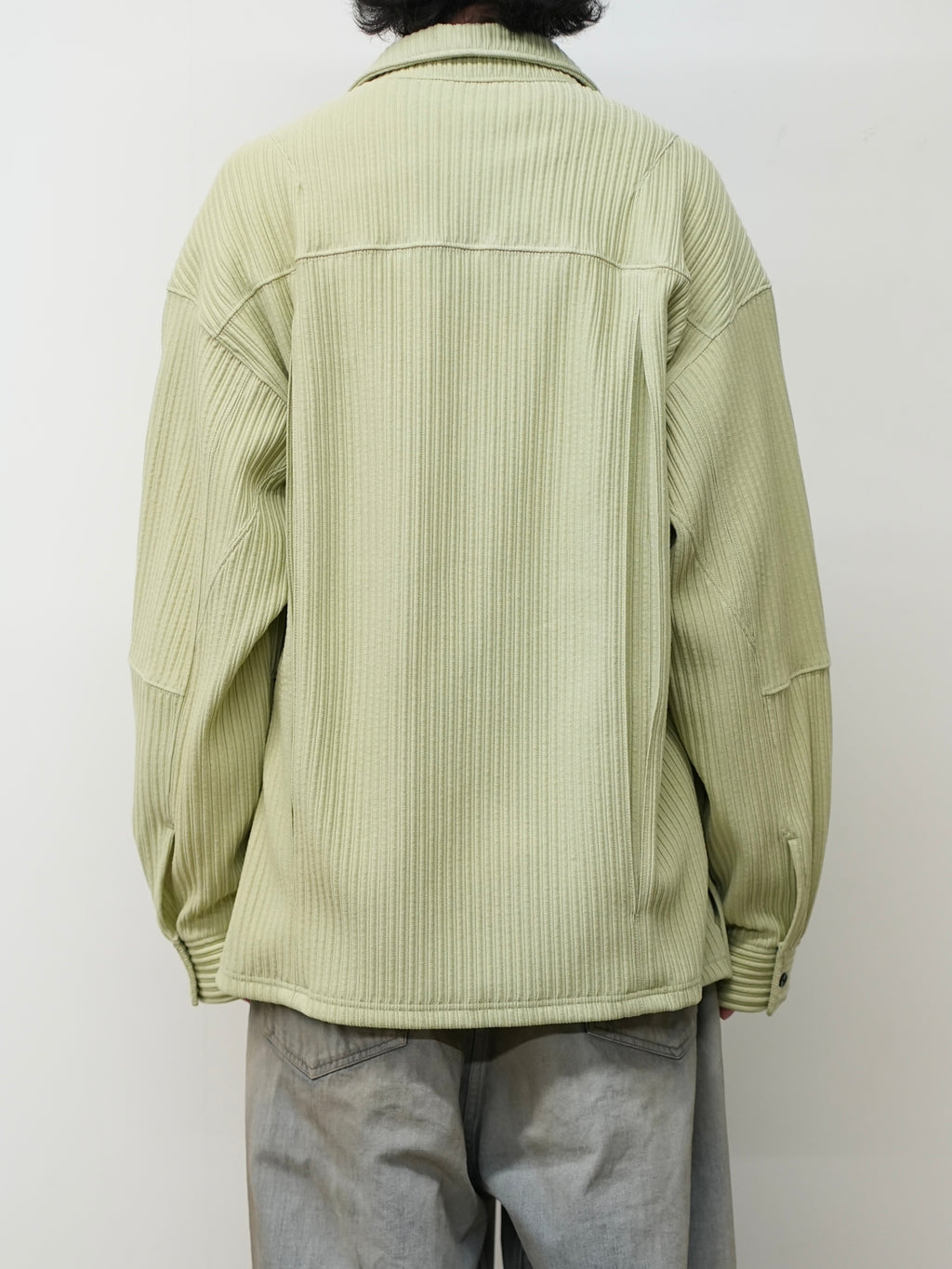 ANCELLM / Wrinkled Stripe Shirt (Wasabi)