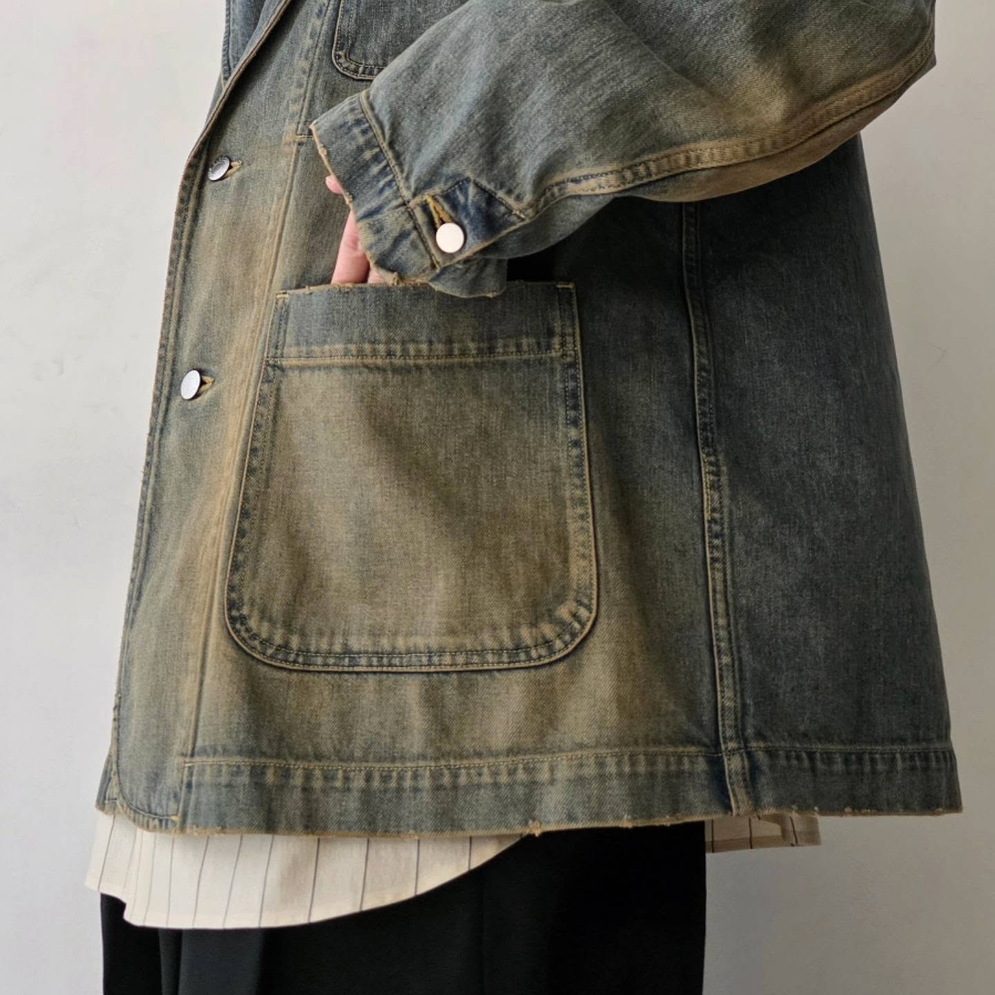 CLESSTE / Vintage Dyed Selvedge Denim City Worker Tailored Jacket (Vintage Beige)