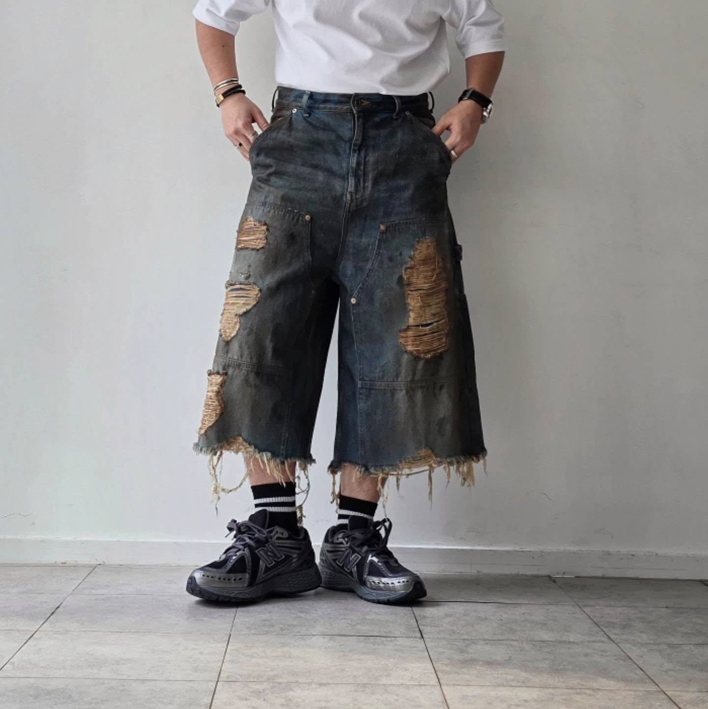 DISCOVERED / Double Knee Denim Shorts (Indigo)