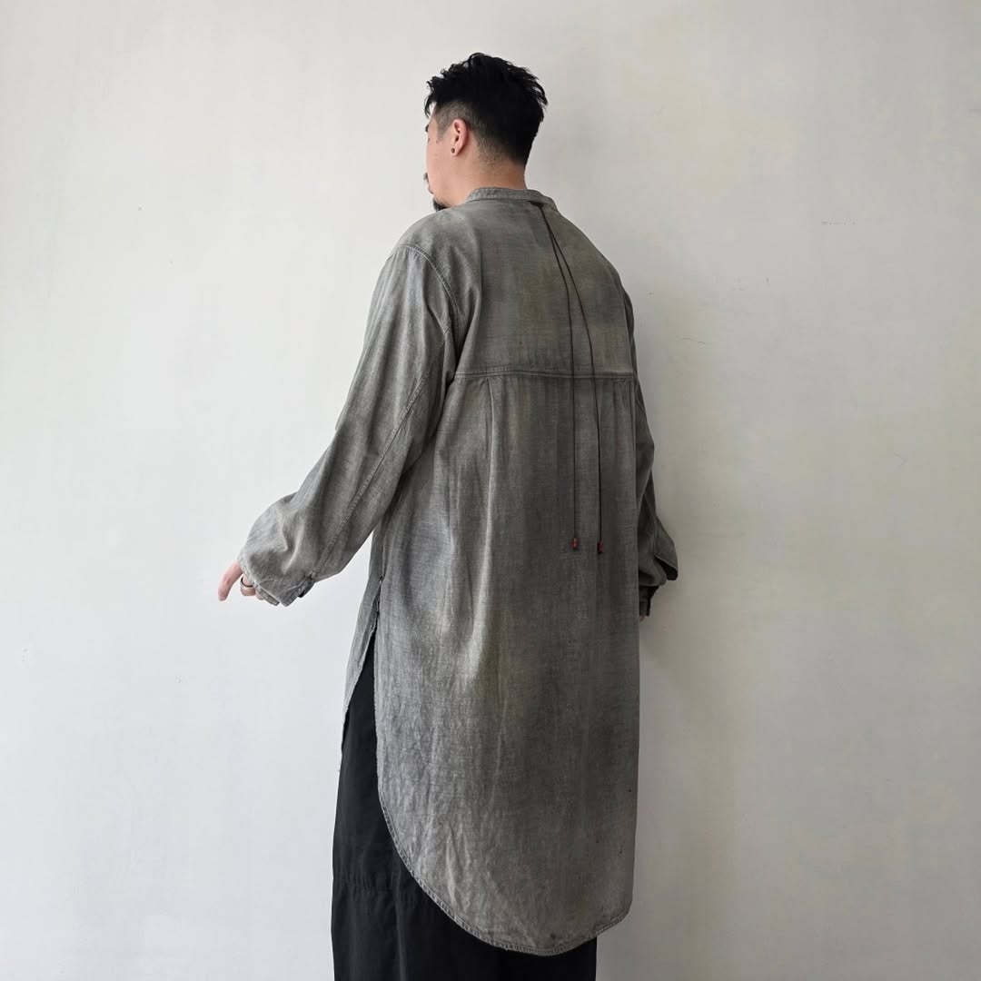 ANCELLM / Chambray Long Shirt Dress (Black)