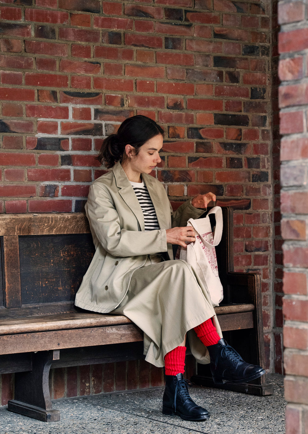 ROTOTO / Loose Pile Crew Socks (Red)
