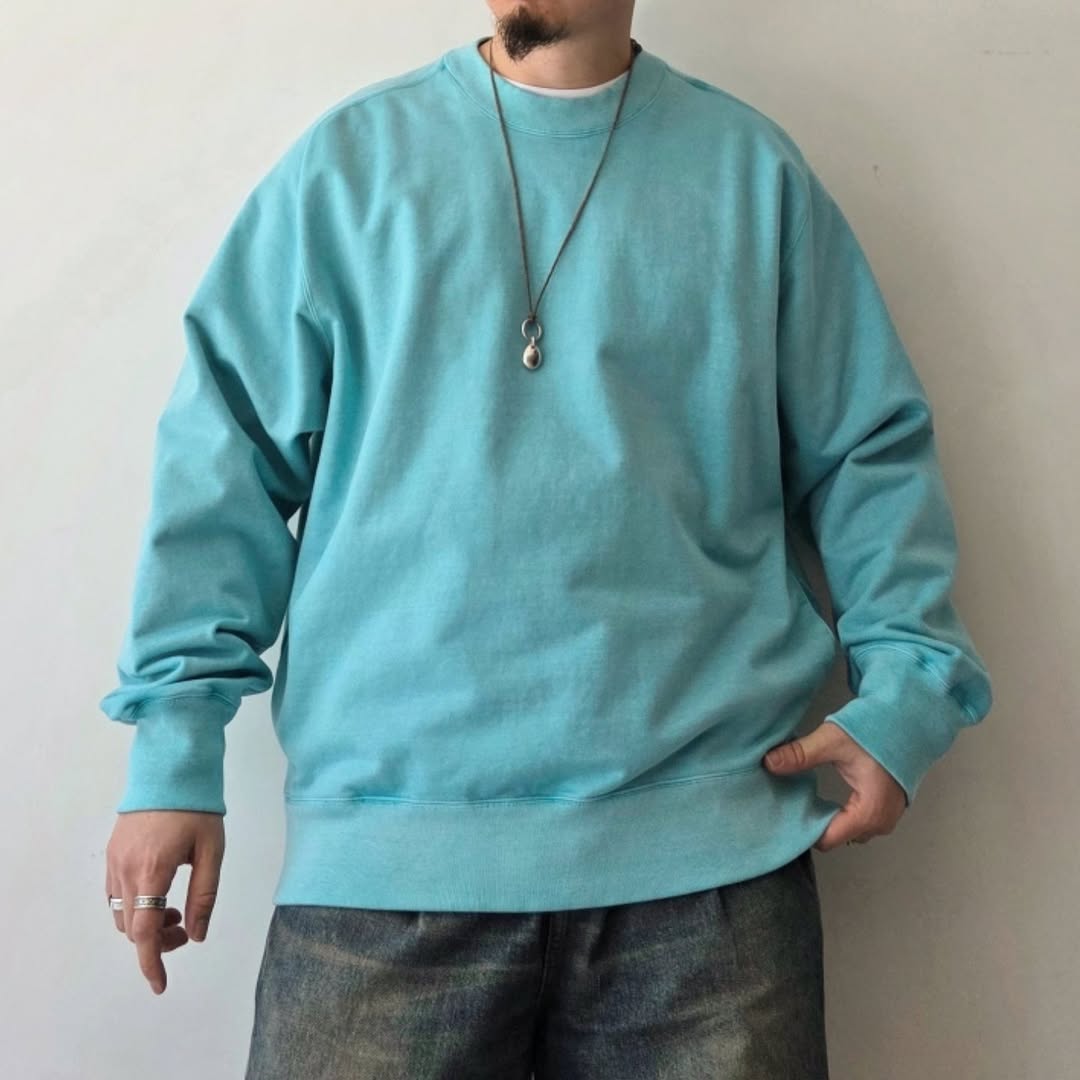 KANEMASA PHIL / 36G Fine Sweat Freedom Sleeve Pullover (Turquoise Pigment)