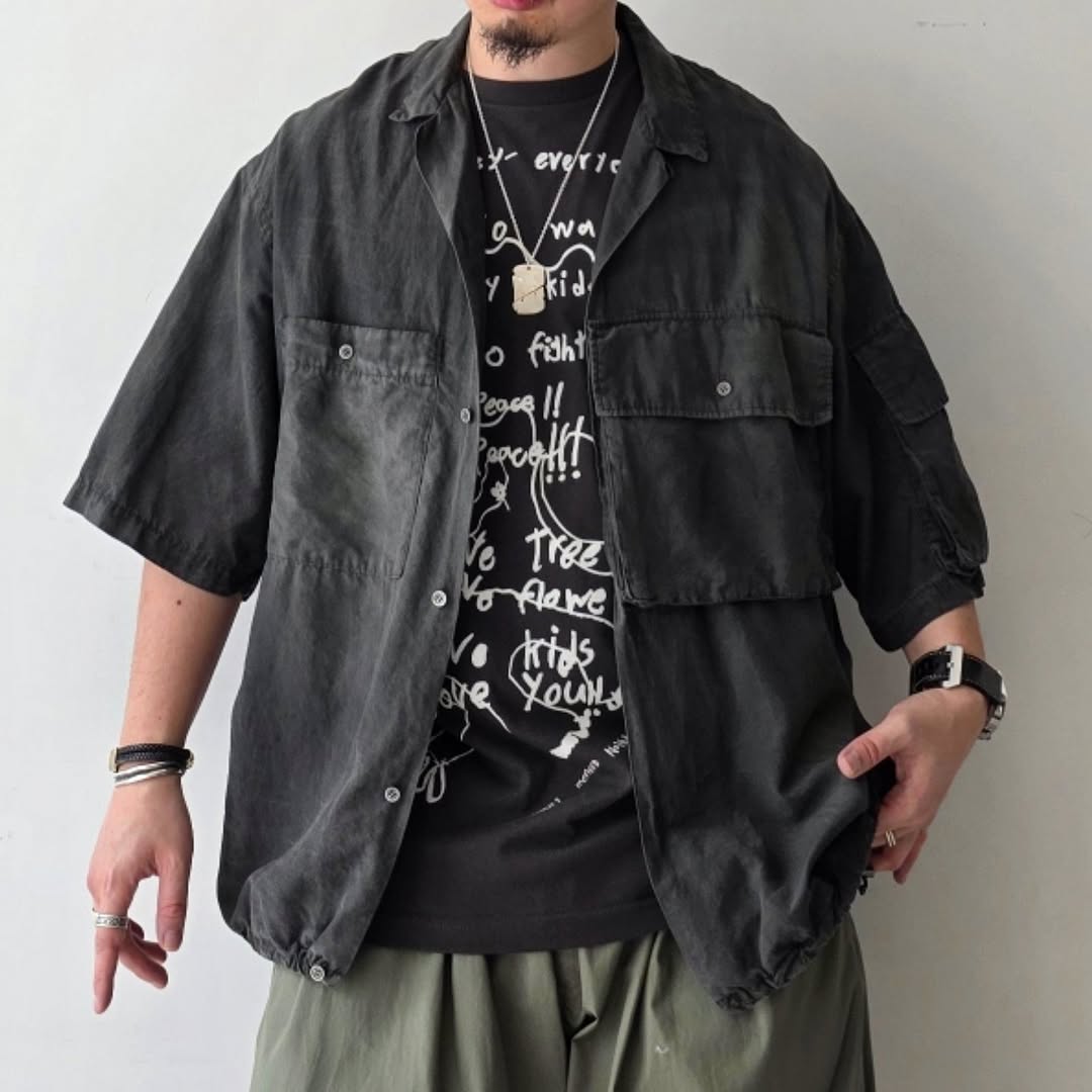 THE JEAN PIERRE / Fade Silk BETA SS Shirt (Fade Blk)