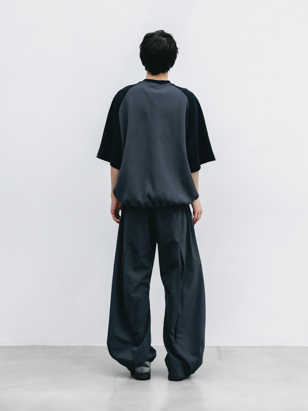 CLESSTE / City Light Thermal Raglan S/S T-Shirt With Drawstrings (Gray x Black)