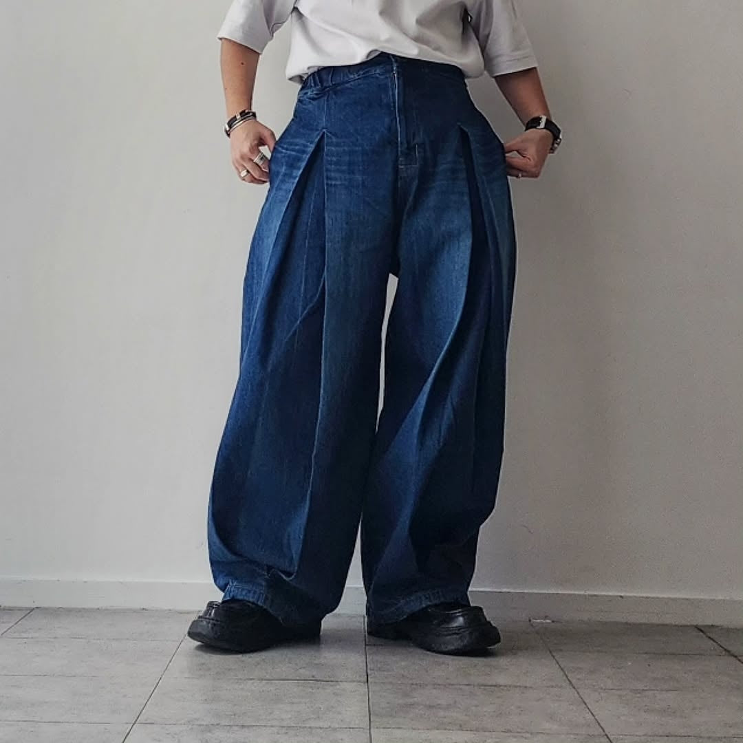SAGE NATION / Box Pleat Trouser Denim Indigo Wash