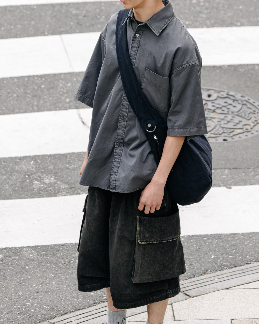 CLESSTE / Vintage Dyed Selvedge Denim City Military Half Pants (Vintage Black)