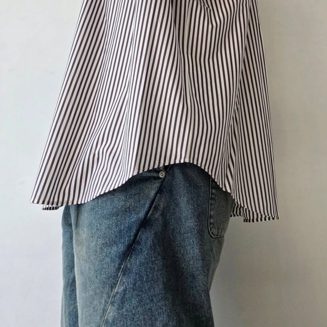 KANEMASA PHIL / 46G Atmosphere Stripe Shirt (Graphite Green)