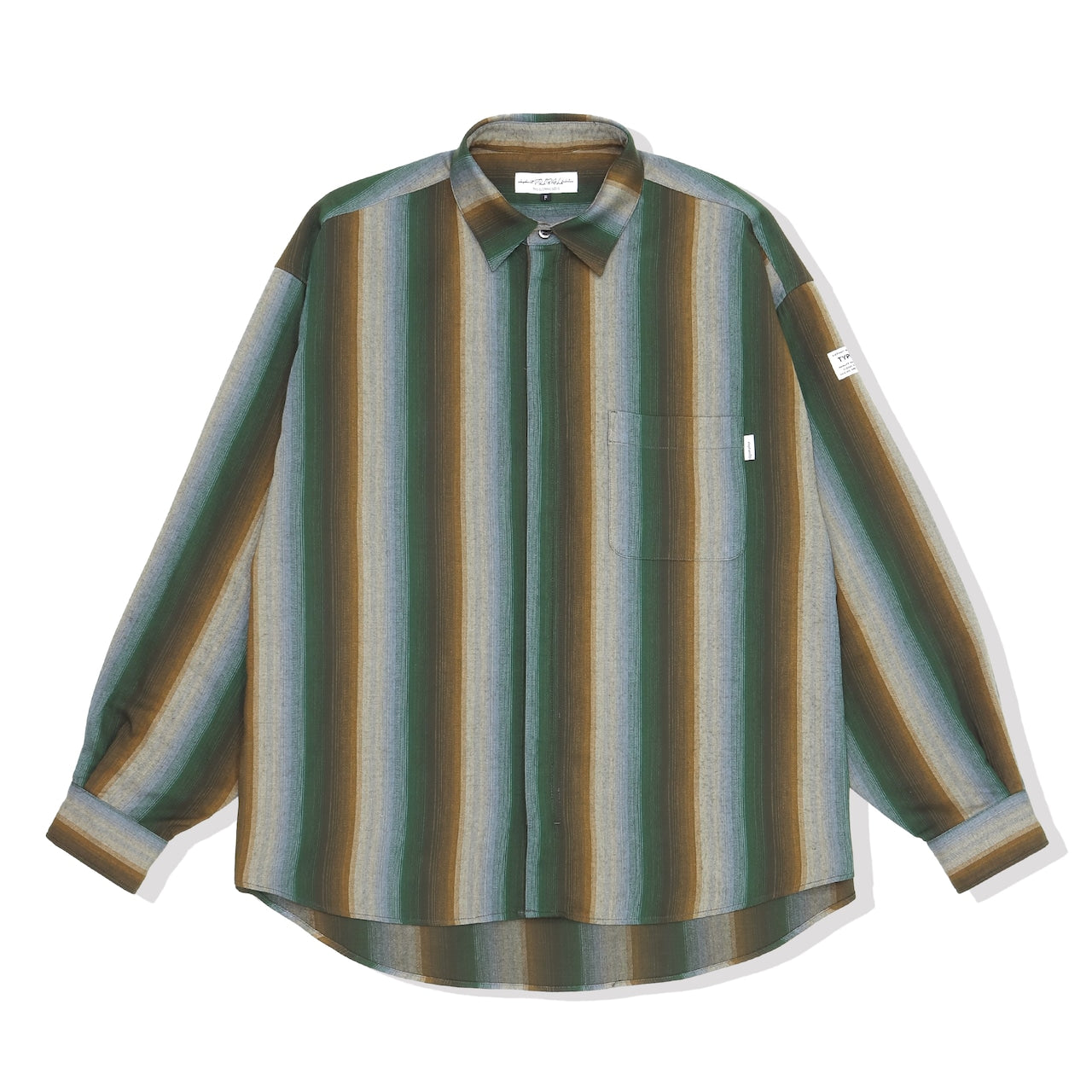 ELEPHANT TRIBAL FABRICS / Zip Ombre Stripe Shirt (Green)