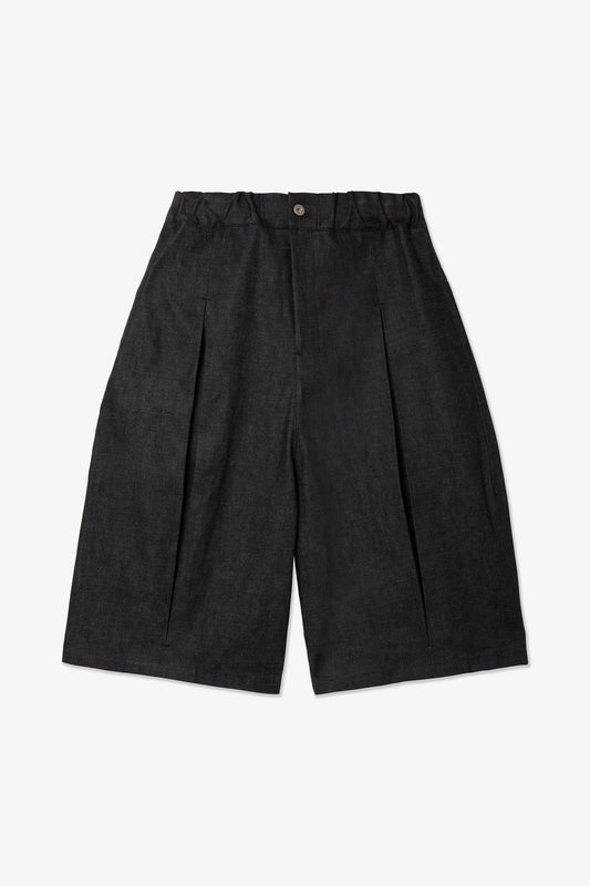 SAGE NATION / Box Pleat Short Denim - Raw Black