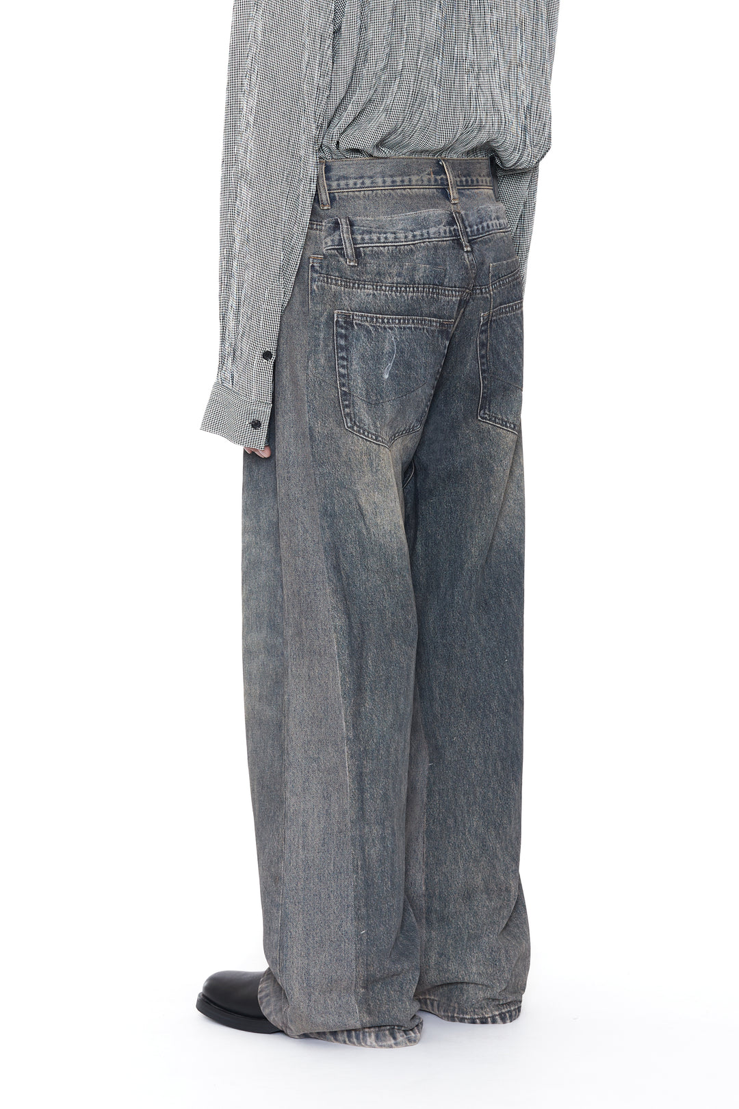 CODA / Grey Acid Wash Dual Exposure Break Cut Flared Jeans
