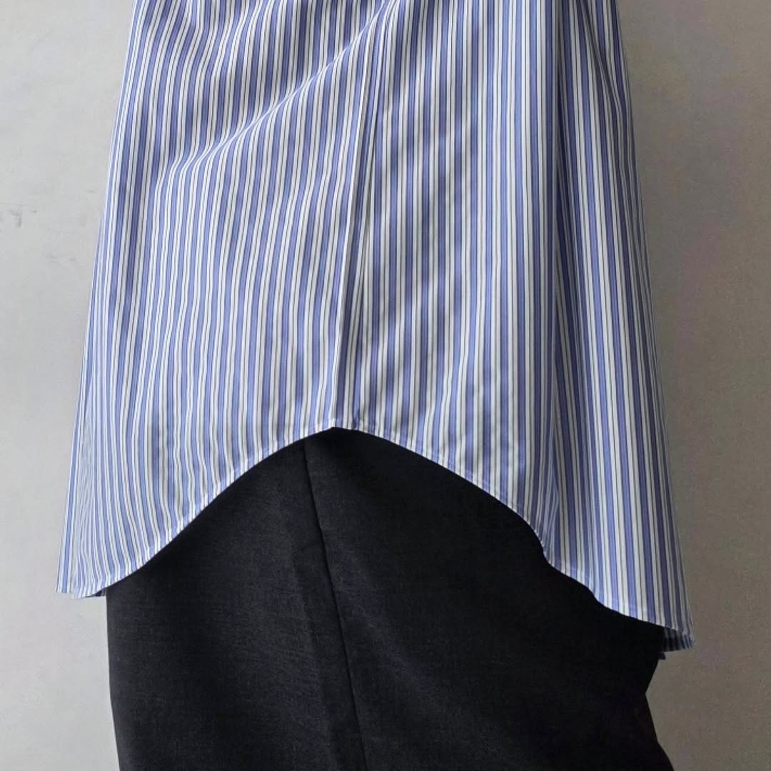 KANEMASA PHIL / 46G Atmosphere Stripe Shirt (Sax Black)