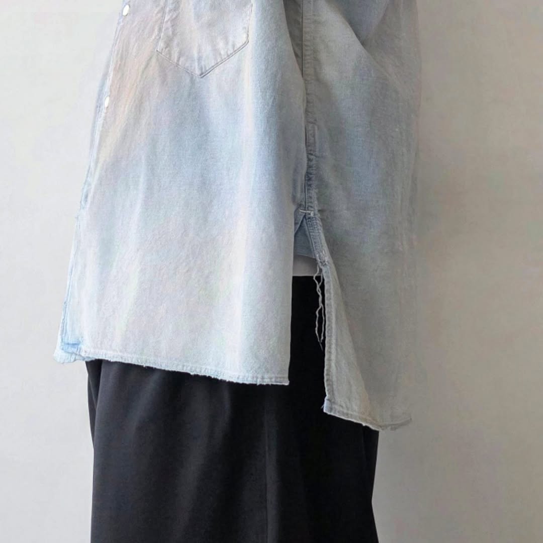 ANCELLM / Brushstroke Aging Shirt (Indigo)