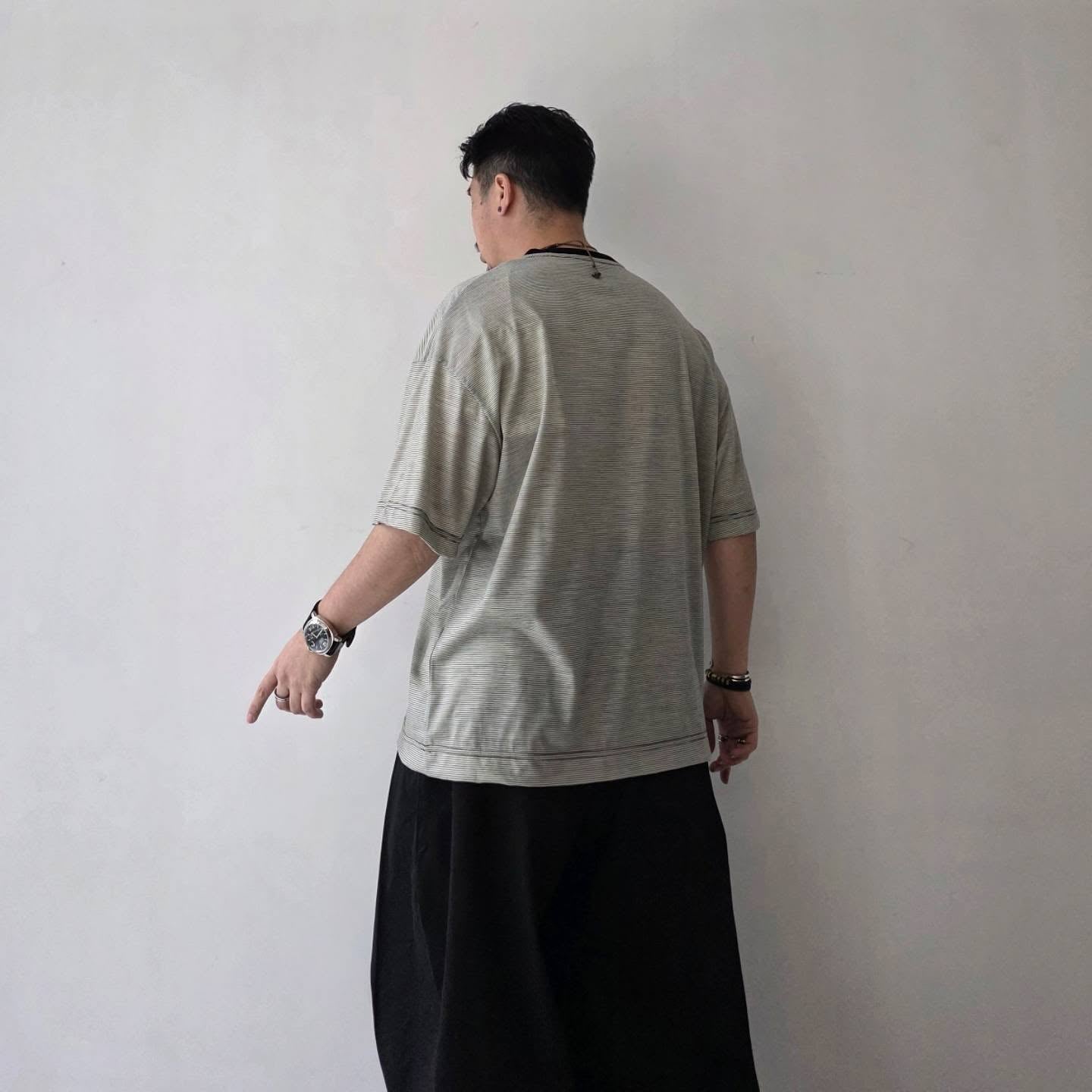 KANEMASA PHIL / 32G Wool Stripe SS Tee (Beige)