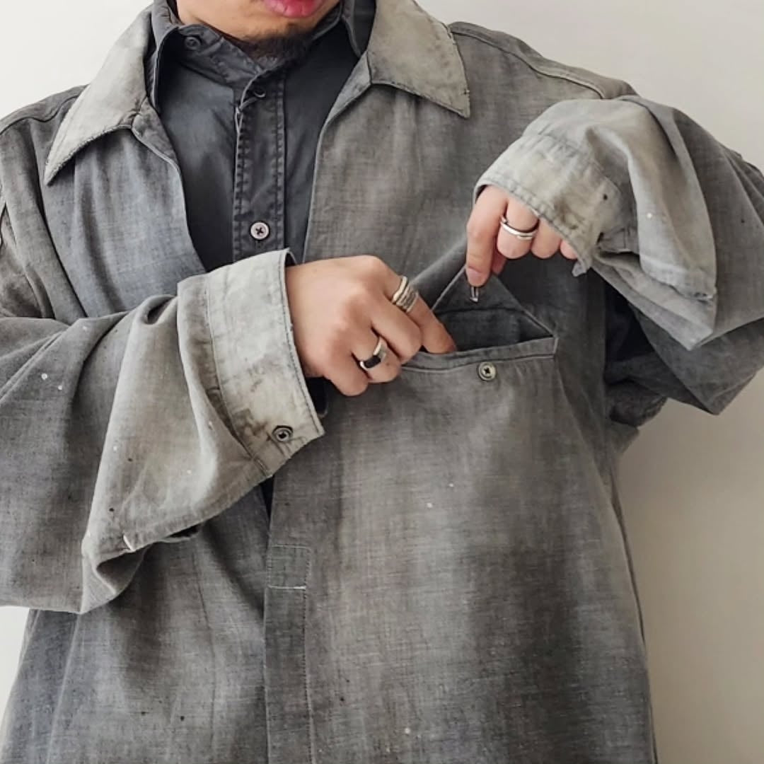 ANCELLM / Aging Chambray Long Shirt