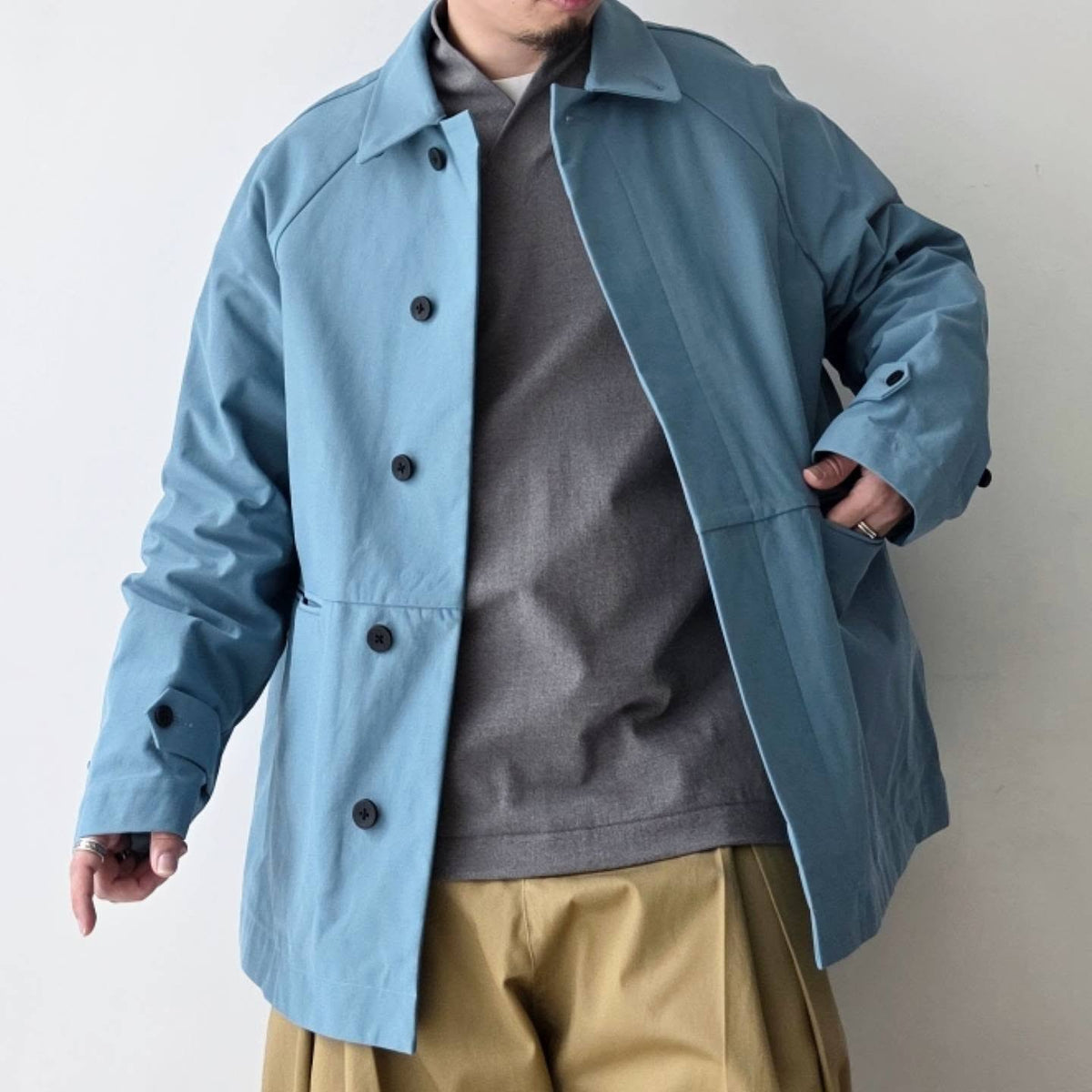 KANEMASA PHIL / 36G ECONYL Half Coat (Blue Gray)