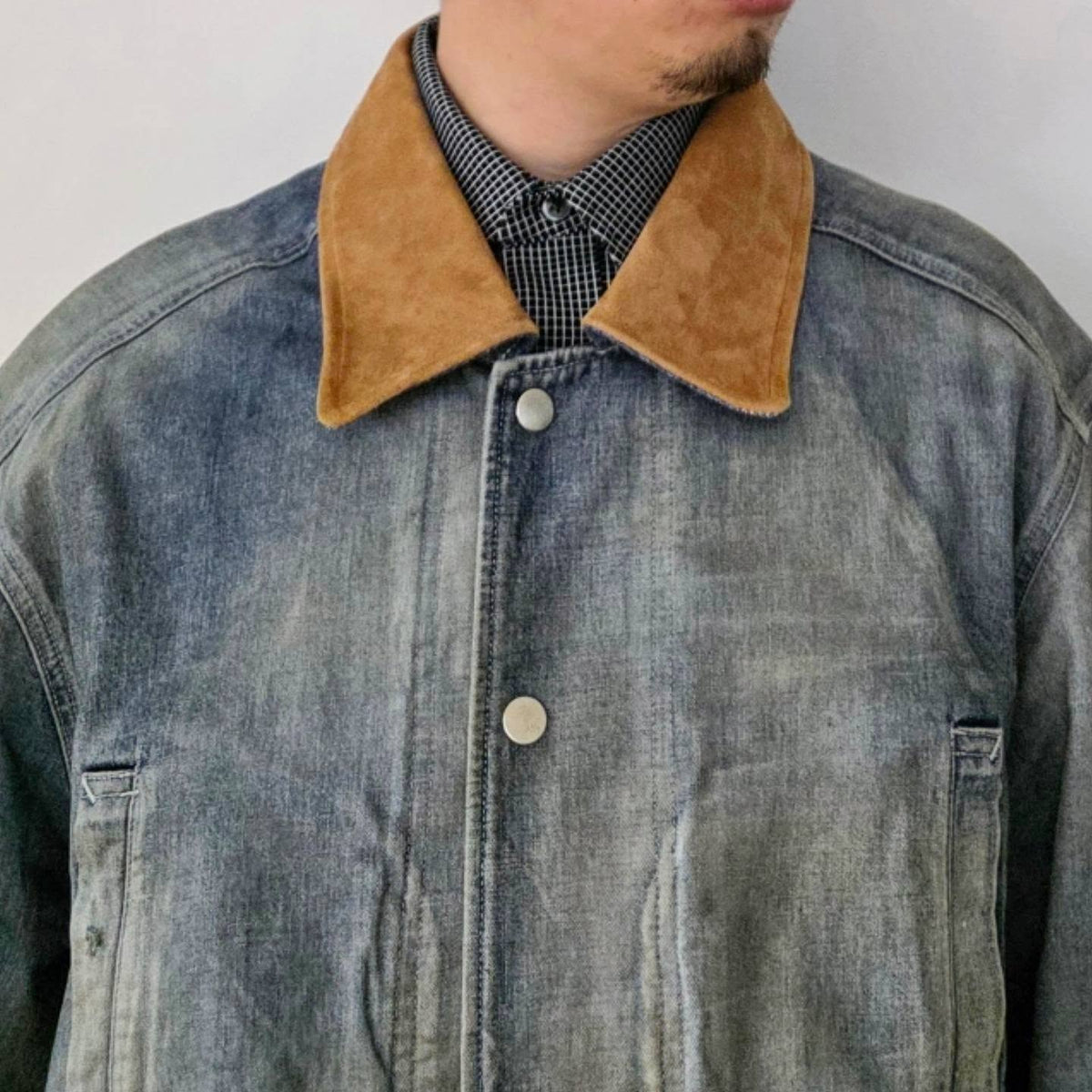 ANCELLM / Aging Denim Half Jacket (Indigo)