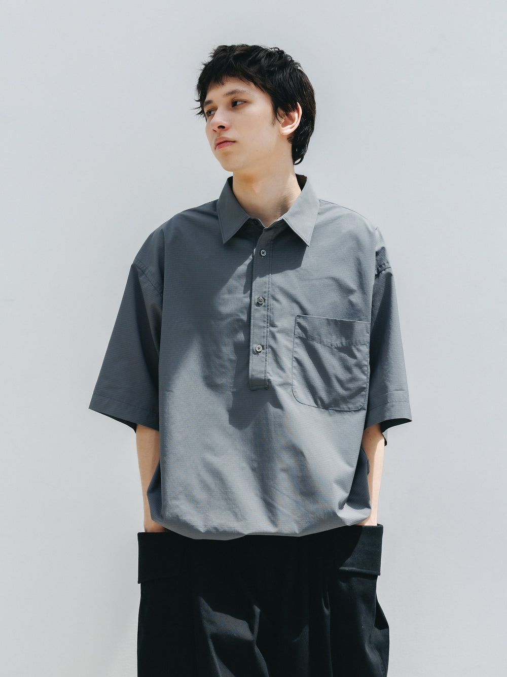 CLESSTE / Mini Plaid S/S Pullover Shirt (Charcoal)