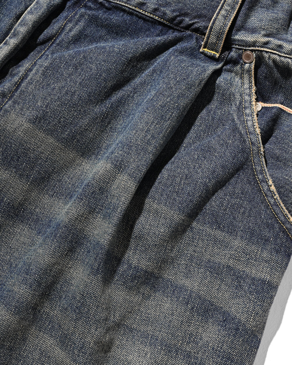 CLESSTE / Vintage Dyed Selvedge Denim Barrel Leg Pants (Vintage Indigo)