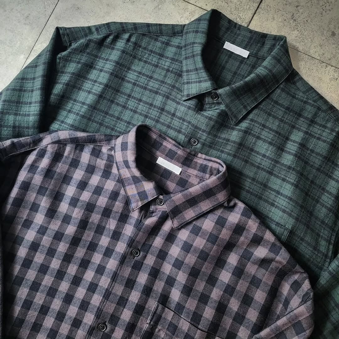 BLANC YM / Silk Plaid Wide Shirts