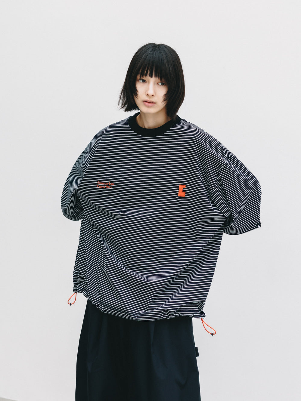 CLESSTE / 'C x Concept' Striped S/S T-Shirt With Drawstrings (Black x White)