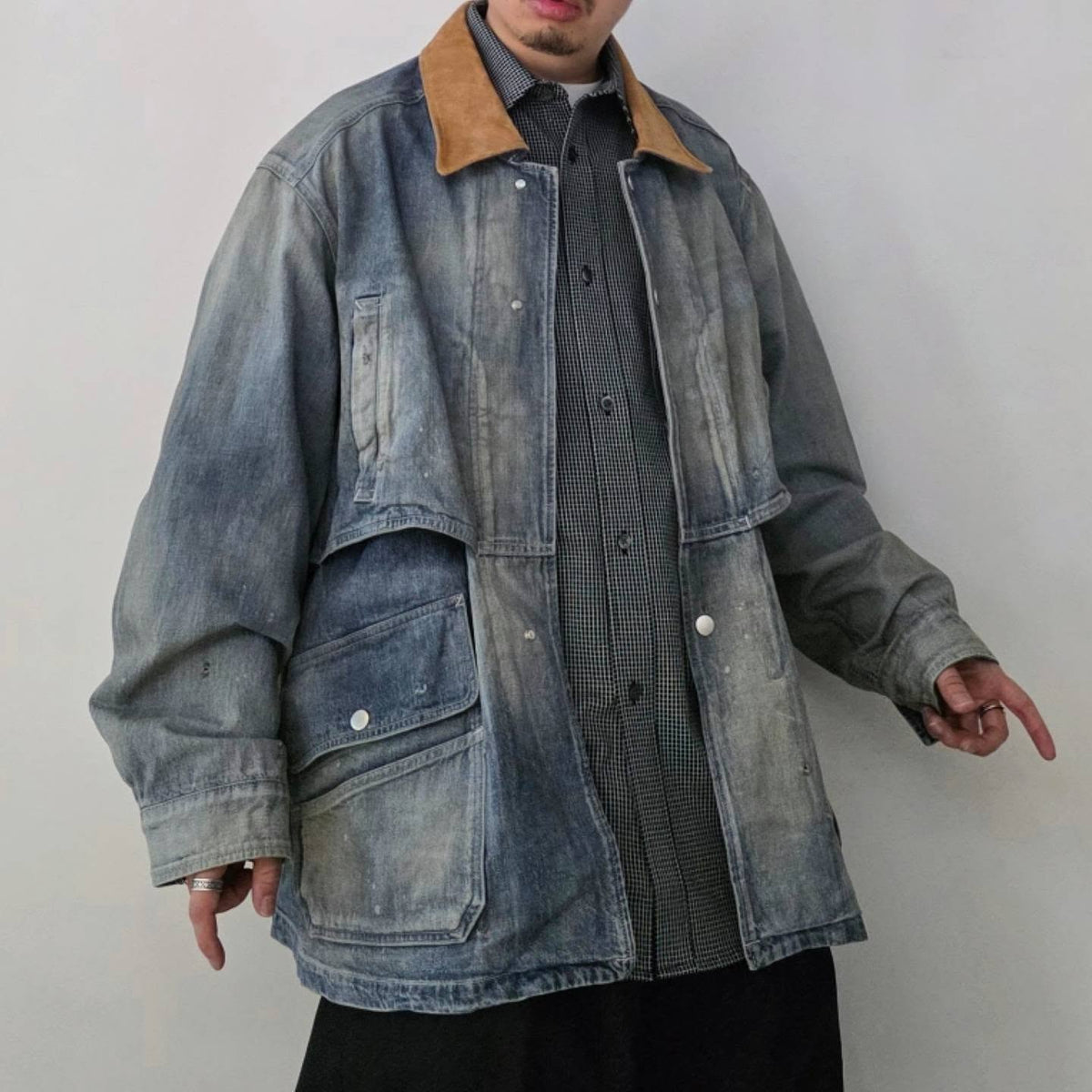 ANCELLM / Aging Denim Half Jacket (Indigo)