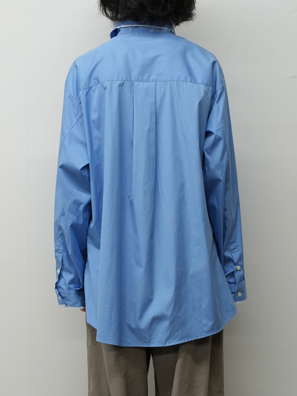 ANCELLM / High-Count Frayed Over Shirt (Blue)