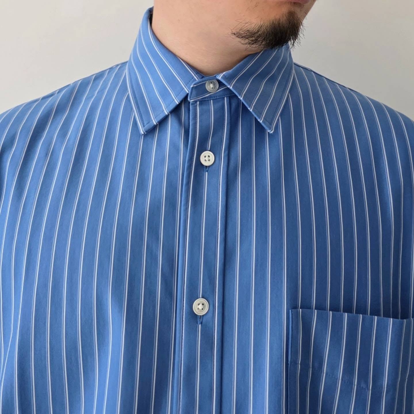 CLESSTE / Thick/Thin Stripe 46G Knit Everyday S/S Shirt (Sax Blue Stripe)