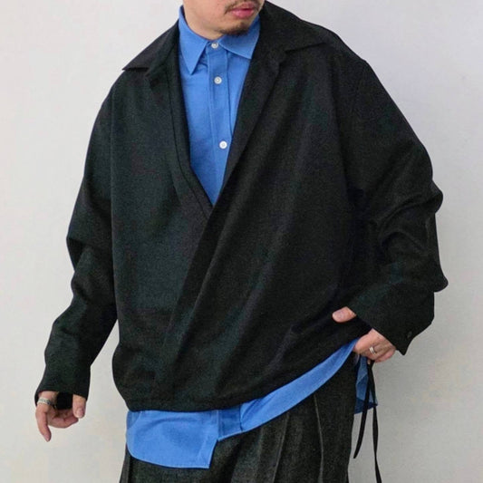 NONNOTTE / Draping Overlap Shirt (Deep Black)