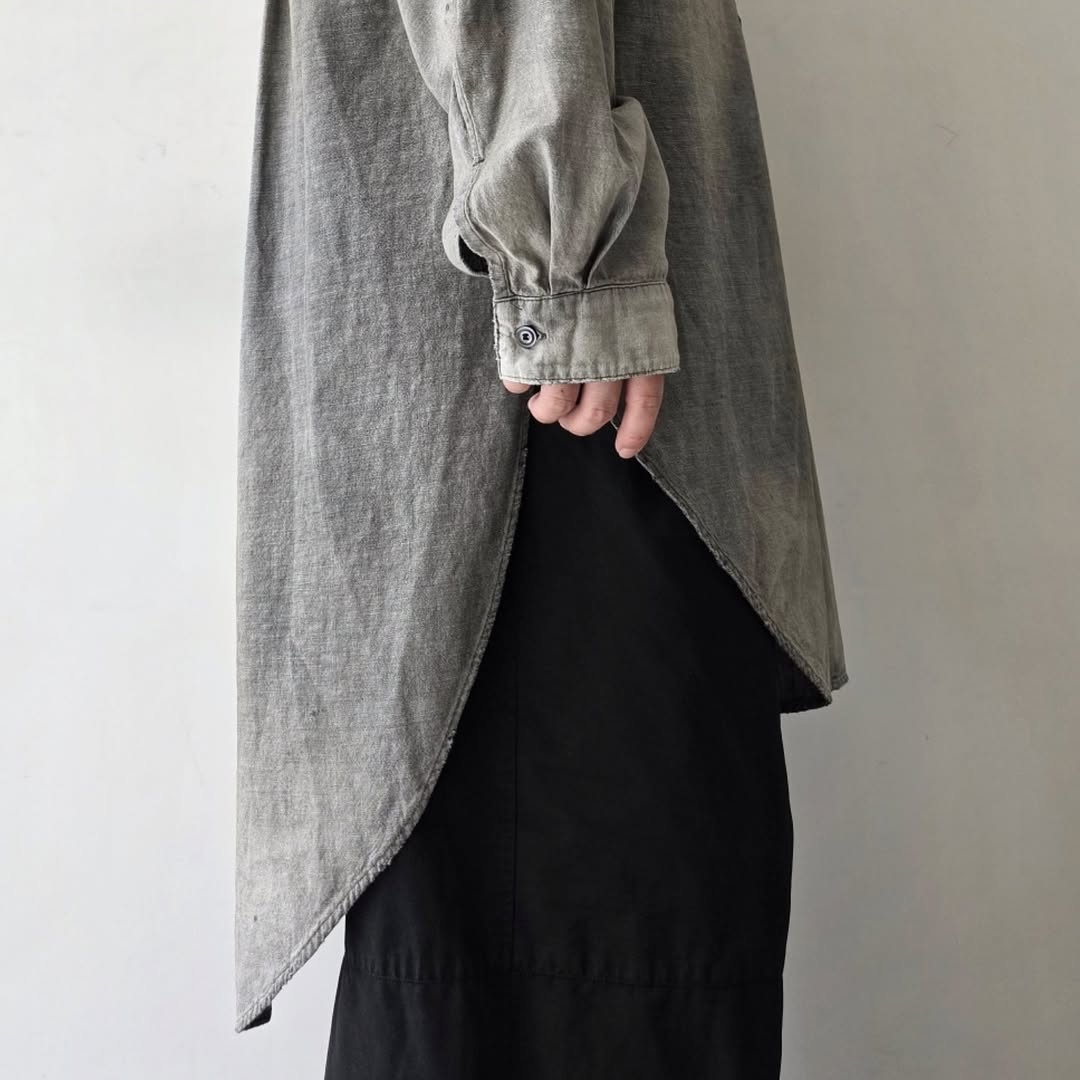 ANCELLM / Chambray Long Shirt Dress (Black)