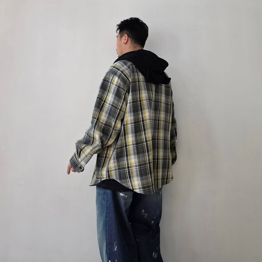DISCOVERED / Devil's Hoodie Check Shirt (Black)