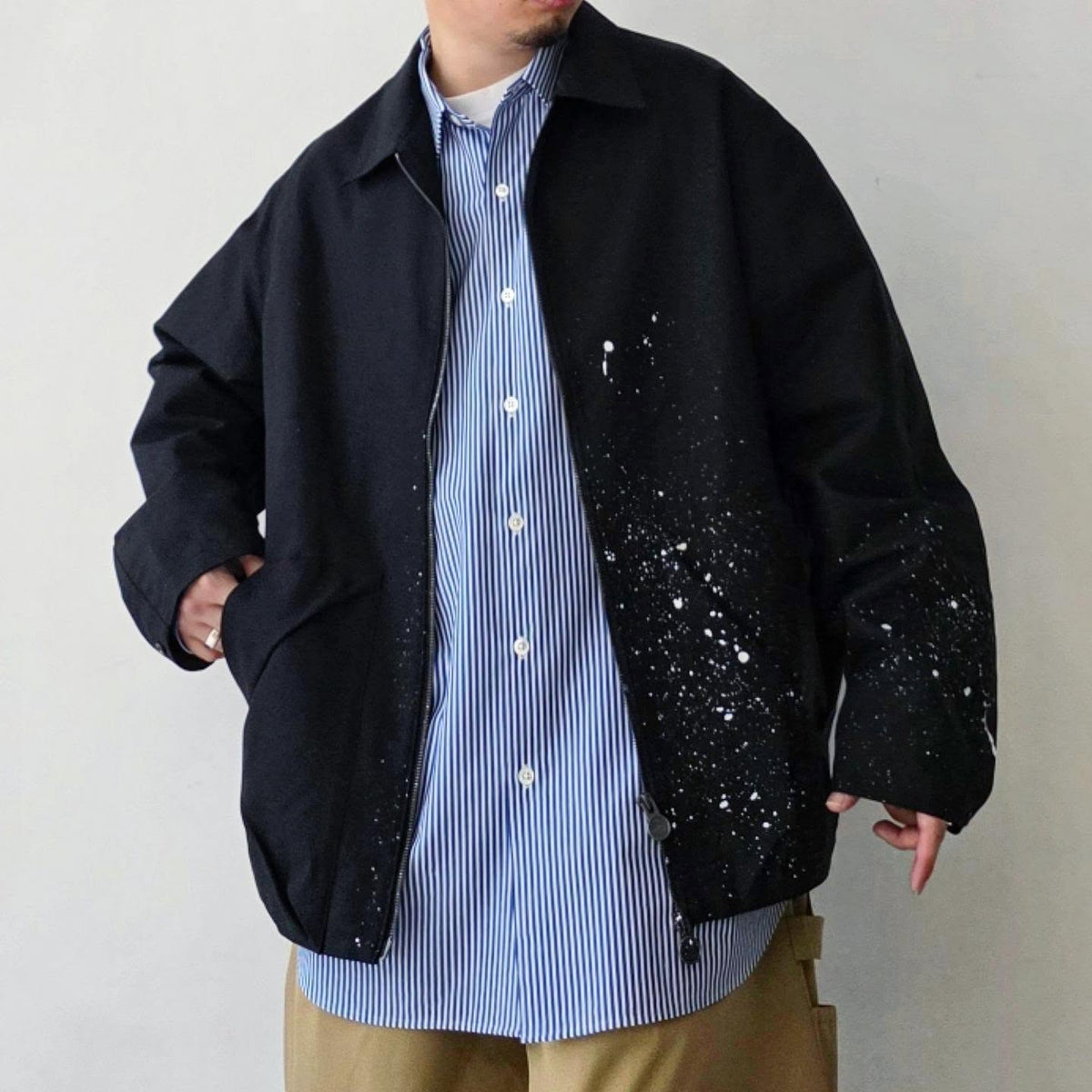 SHINYAKOZUKA / His Work Blouse With Powderfall (Black)