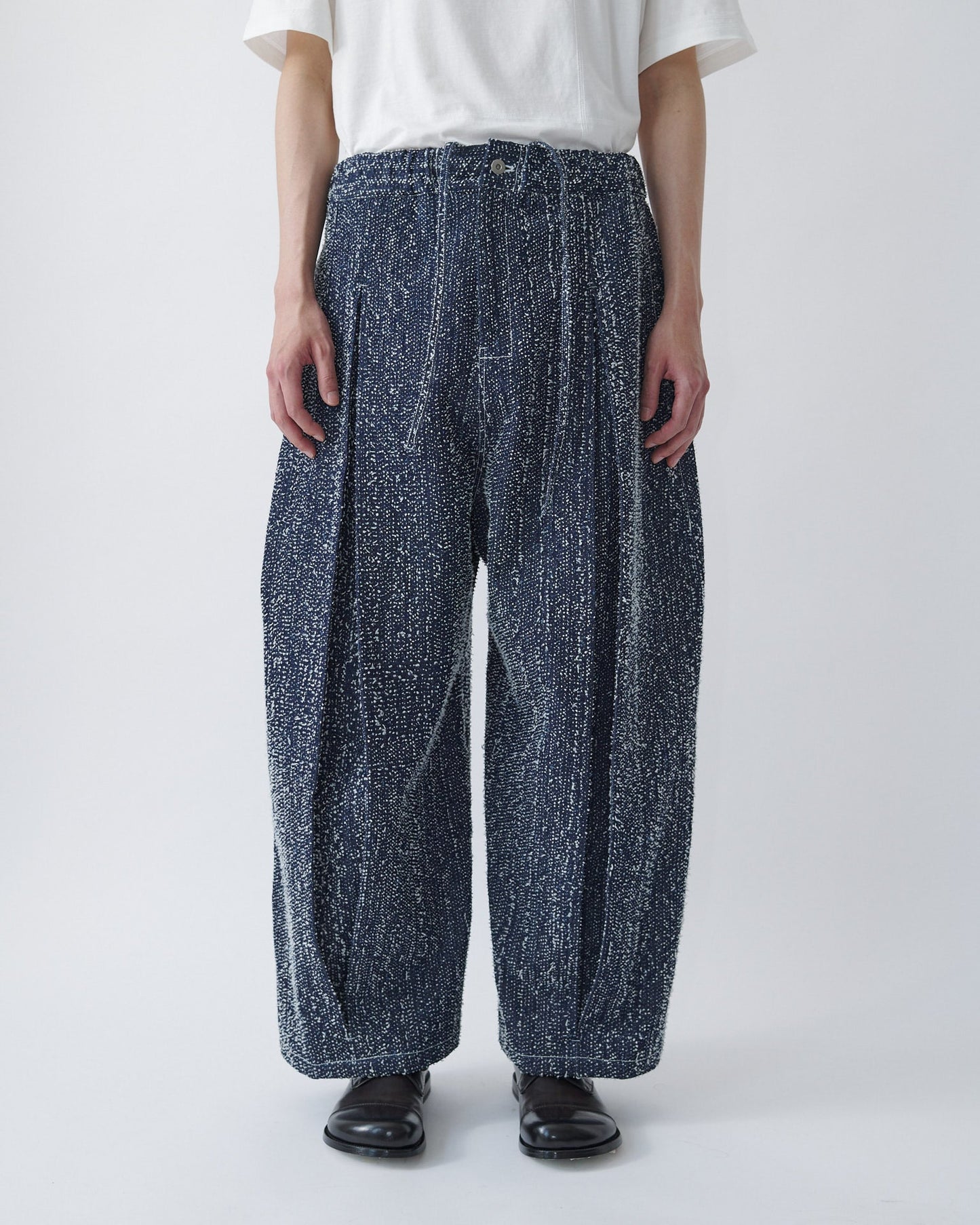 SAGE NATION / Box Pleat Trouser Denim - Indigo Snow Nep