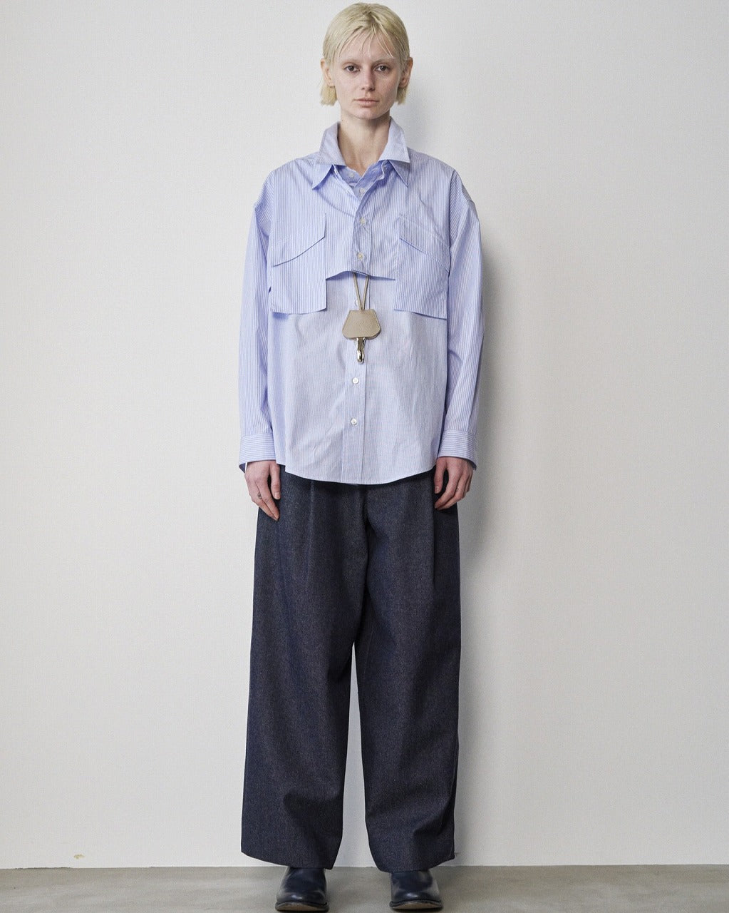 RICH I / Layered Shirt (Sax Stripe)