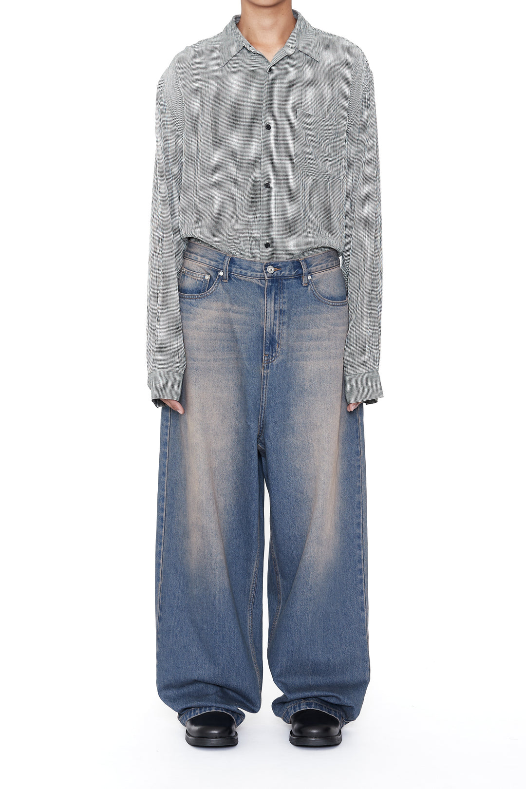 CODA / Dust Indigo Acid Washed Extended Cut Luft Jeans
