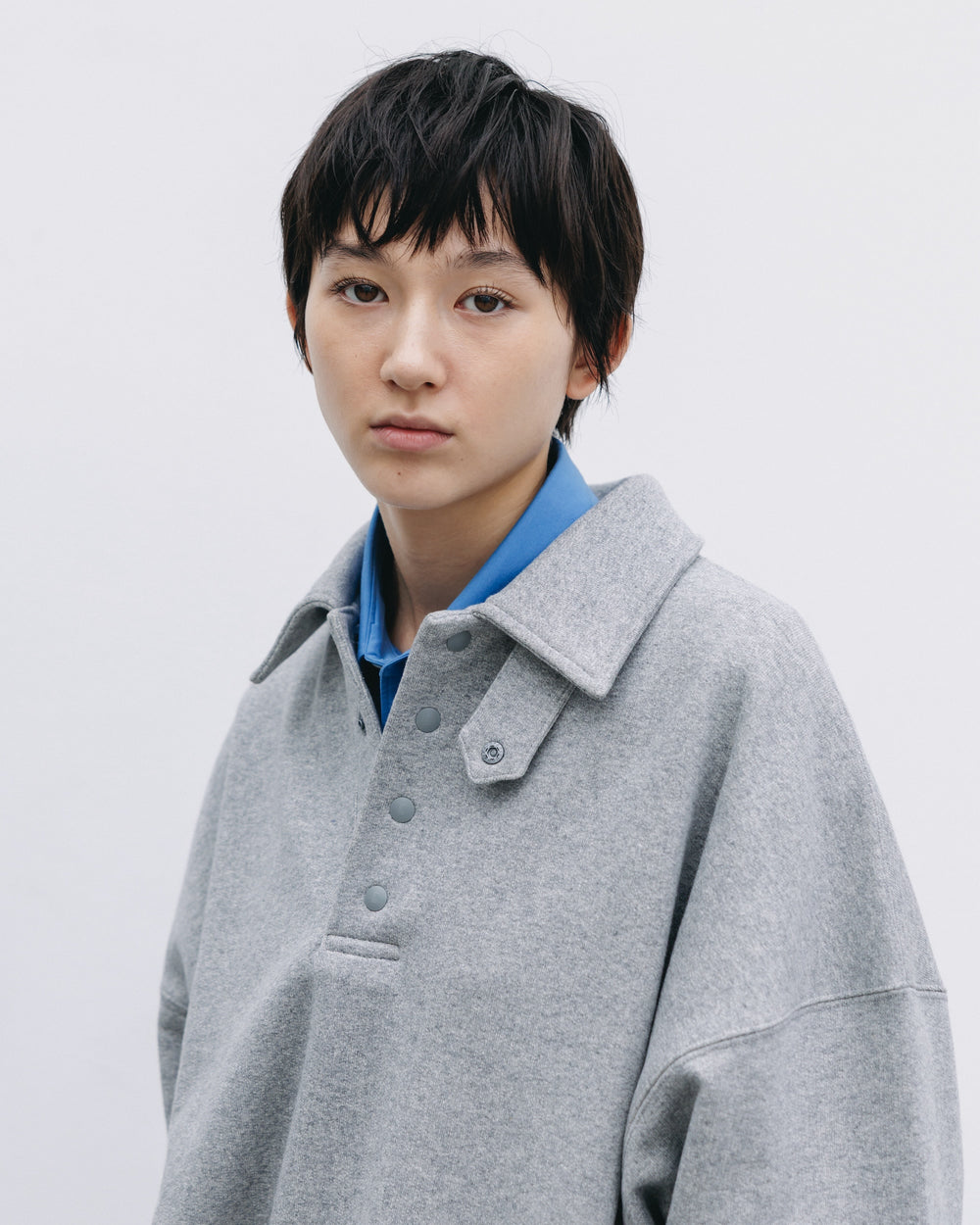CLESSTE / Half Snap Sweat Shirt (Gray)