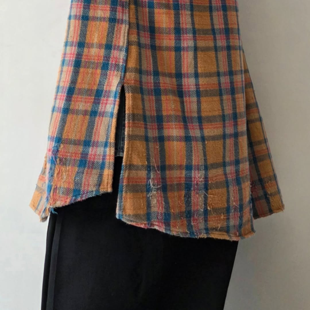 ANCELLM / Nel Check Hoodie Shirt (Camel)