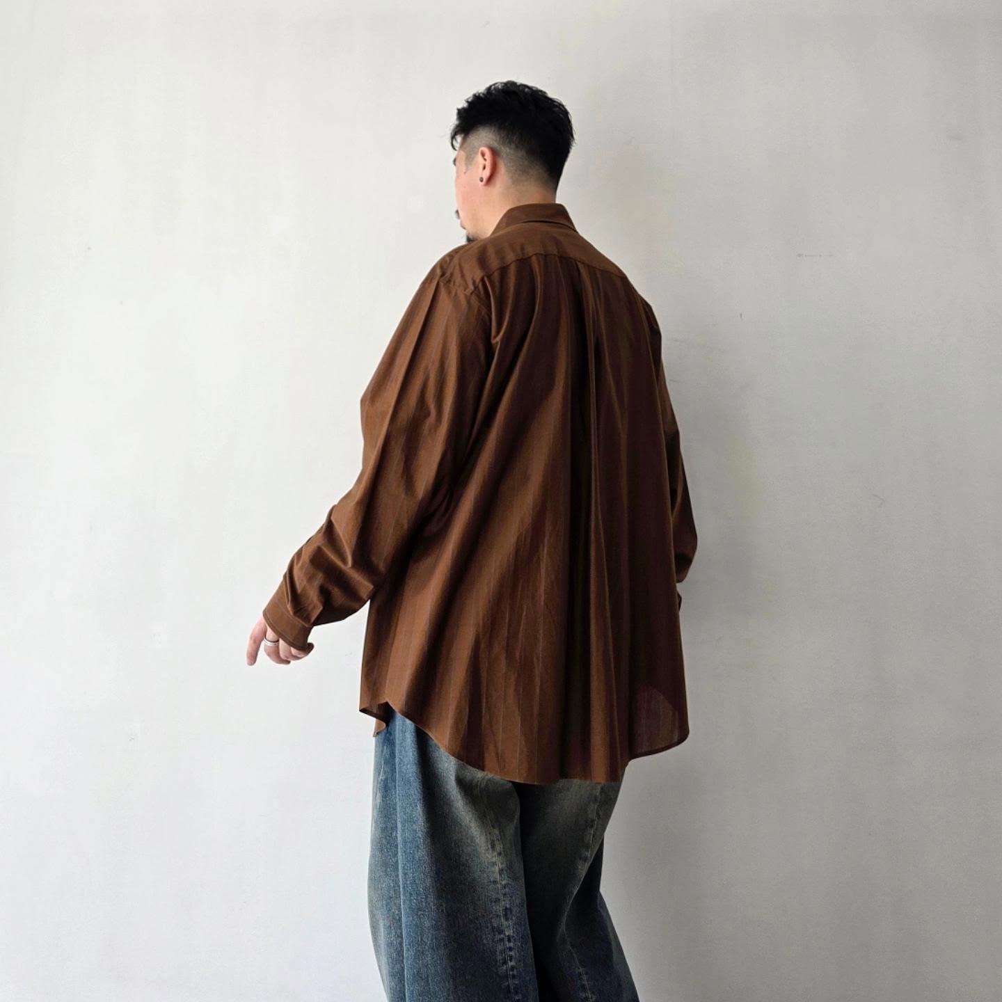 KANEMASA PHIL / 46G Atmosphere Stripe Shirt (Brown Blue)