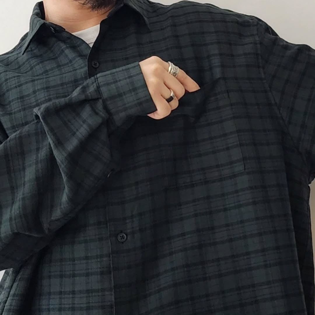 BLANC YM / Silk Plaid Wide Shirts