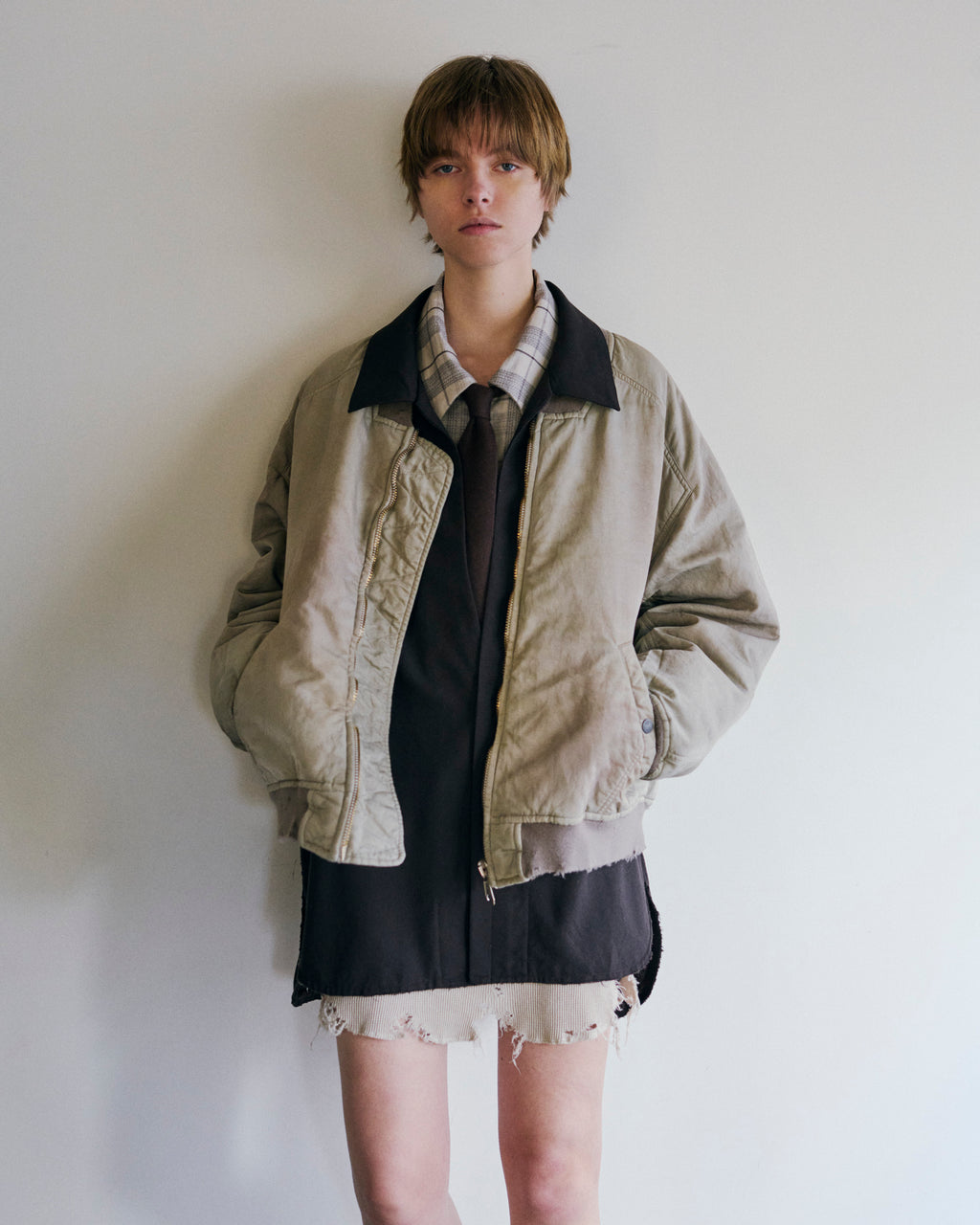 ANCELLM / Faded Bomber Jacket (Sand)