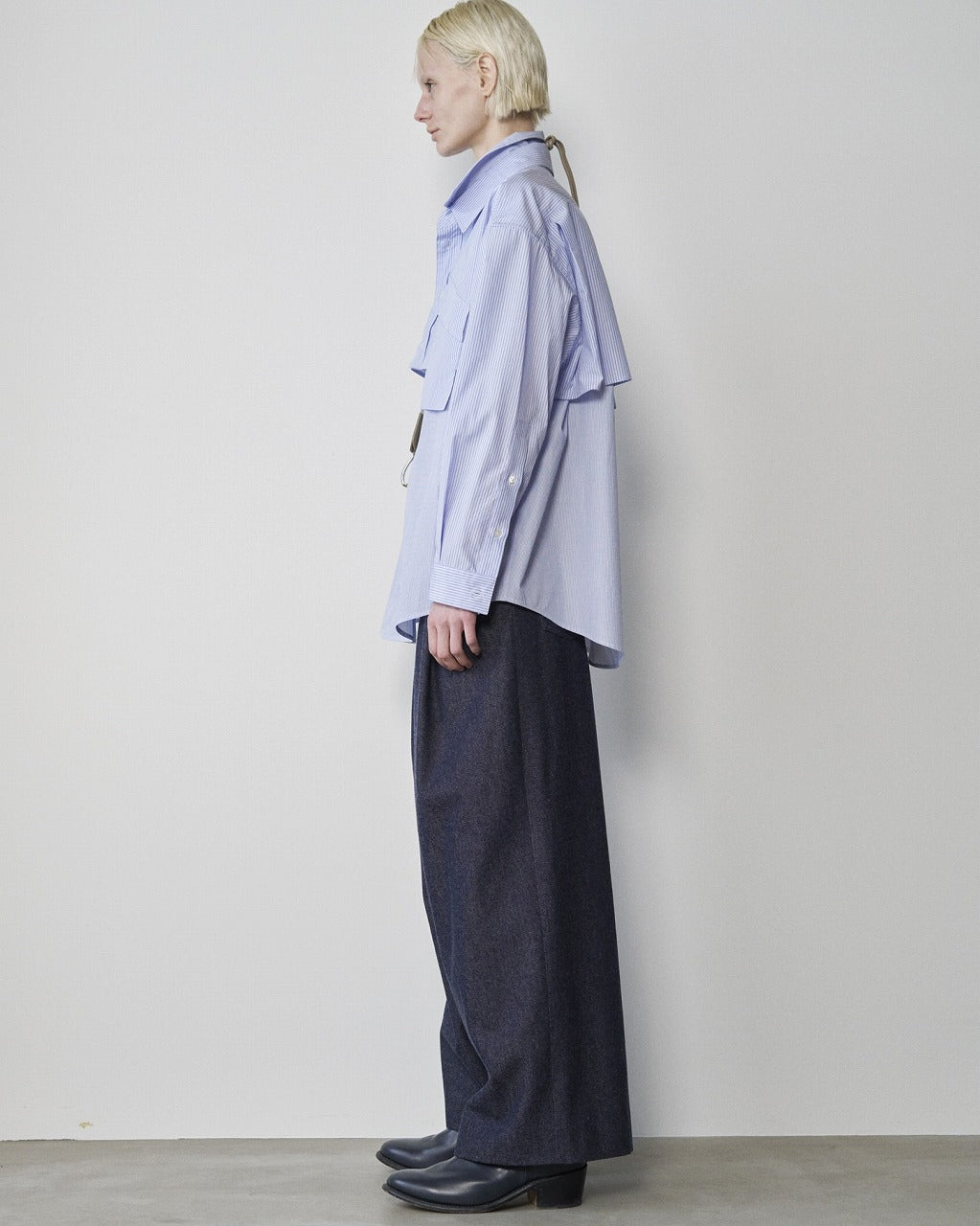 RICH I / Layered Shirt (Sax Stripe)