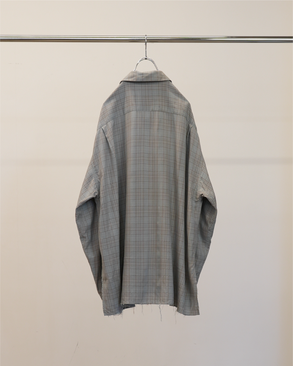 ANCELLM / Aging Rayon Check Shirt (Blue)