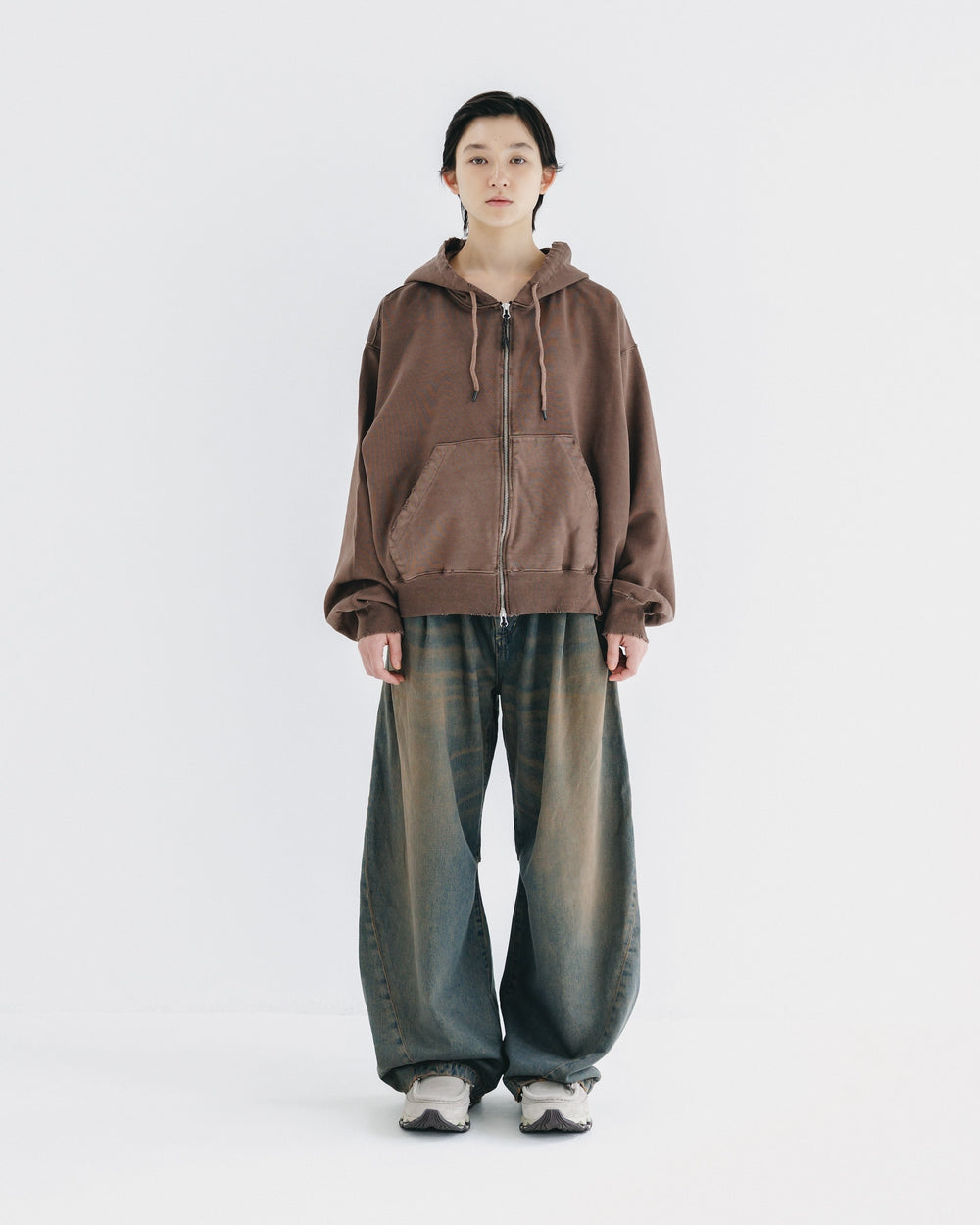 CLESSTE / Vintage Dyed Selvedge Denim Barrel Leg Pants (Vintage Brown)