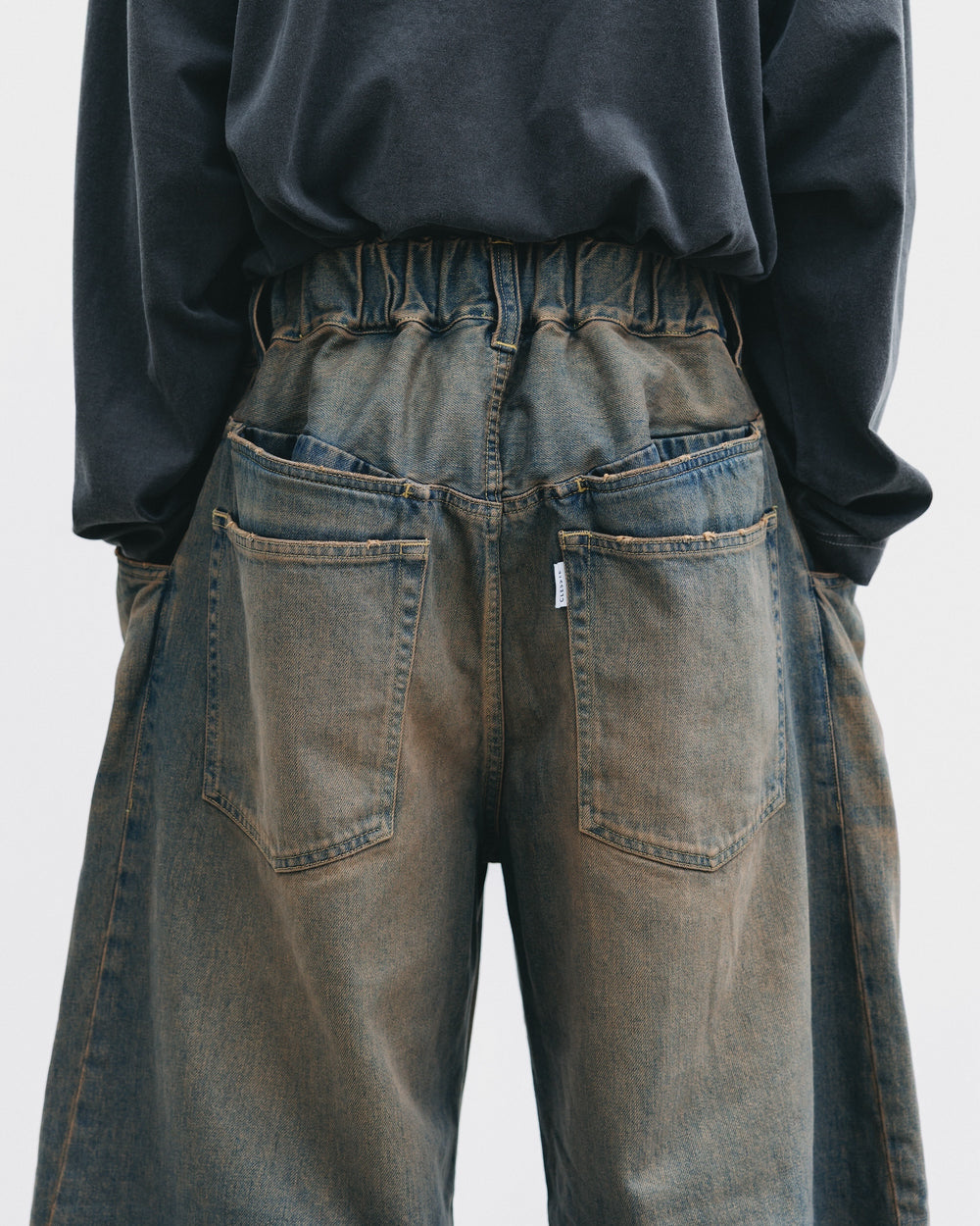 CLESSTE / Vintage Dyed Selvedge Denim Barrel Leg Pants (Vintage Brown)