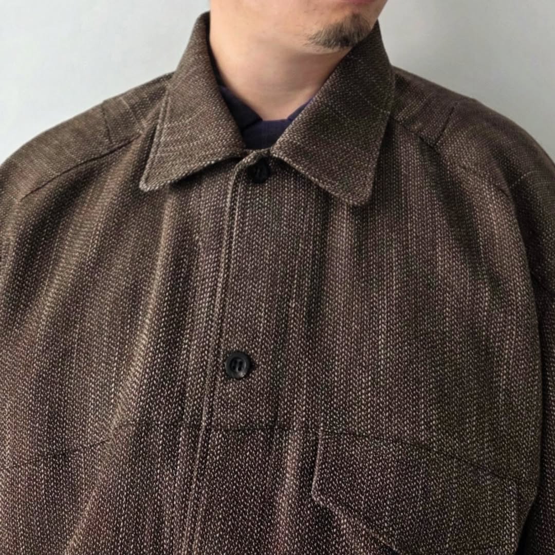 ANCELLM / Melange Wool Work Shirt Blouson (Brown)