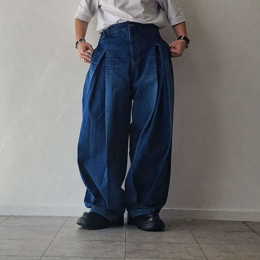 SAGE NATION / Box Pleat Trouser Denim Indigo Wash