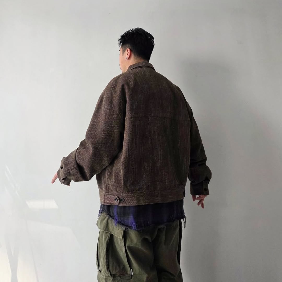 ANCELLM / Melange Wool Work Shirt Blouson (Brown)