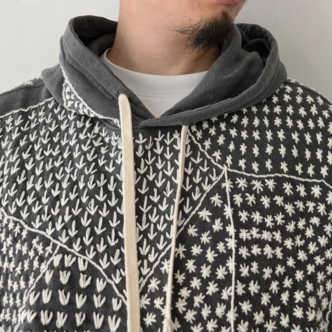 DISCOVERED / Sashiko Damage Pullover Hoodie