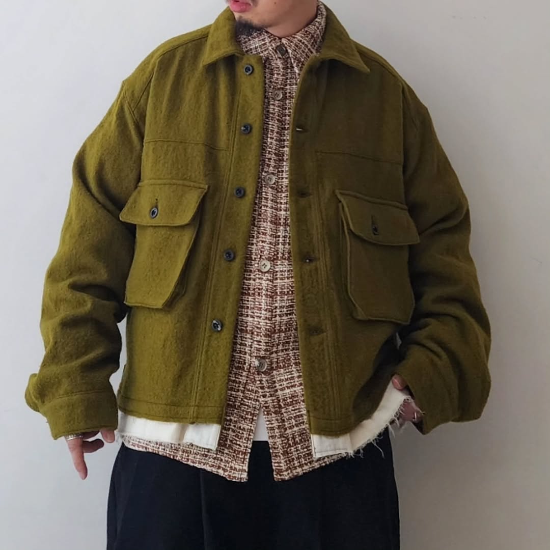 ANCELLM / Shrink Wool Layering Jacket