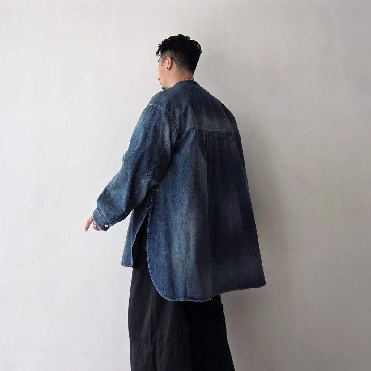 ANCELLM / Denim Band Collar Shirt (Indigo)